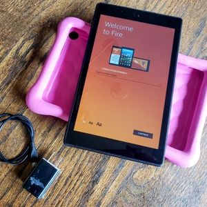 Amazon Freetime Fire pad/tablet (older version) with charging cord & cover